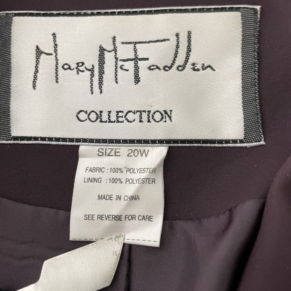 Mary McFadden Collection Blazer Womens 20W Purple Wine Two Button Jacket Plus